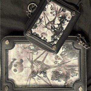 Her Universe Black and White Jack Skellington Crossbody Bag and Wallet